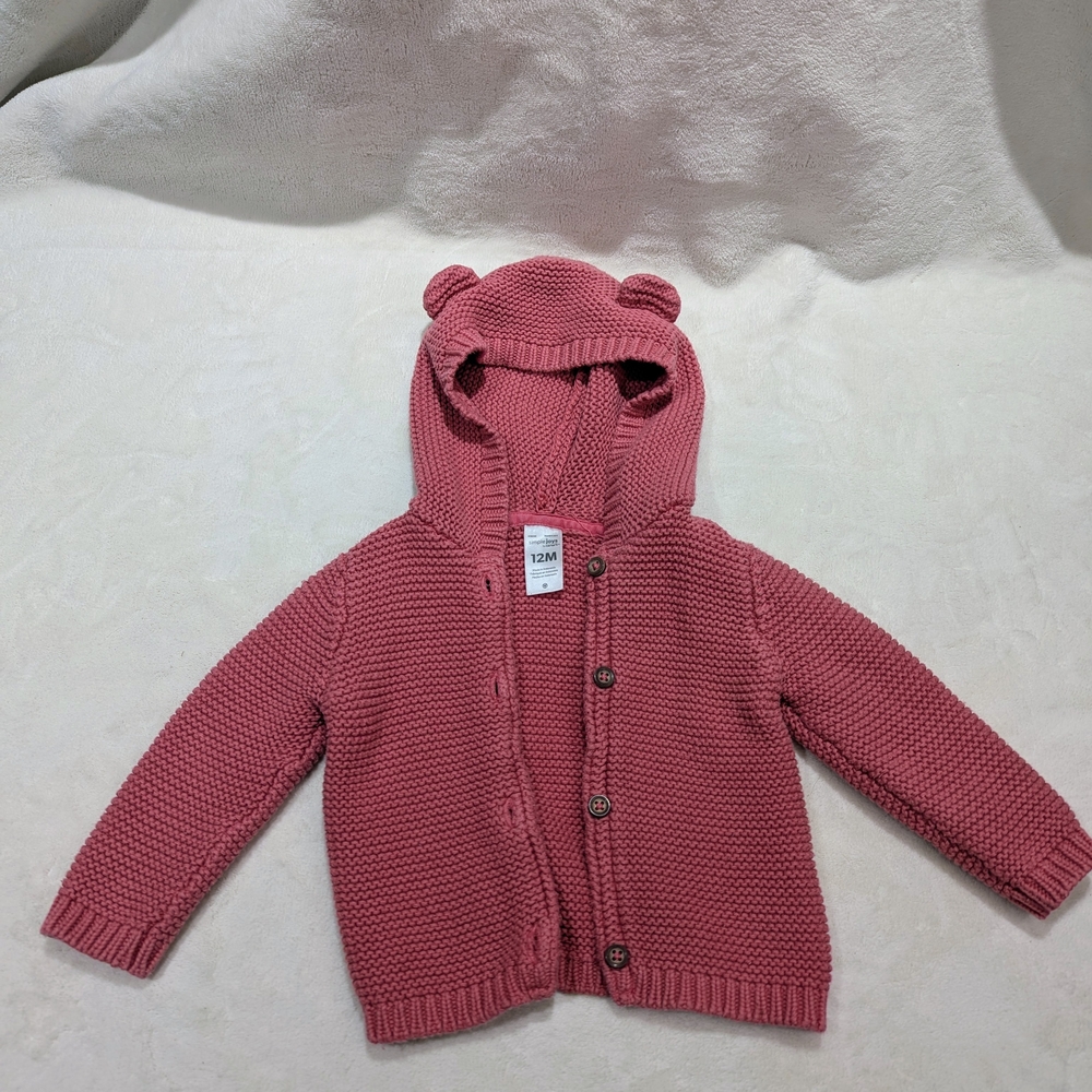 Carter's Baby Toddler Girl Pink Knit Animal Ear Hooded Jacket